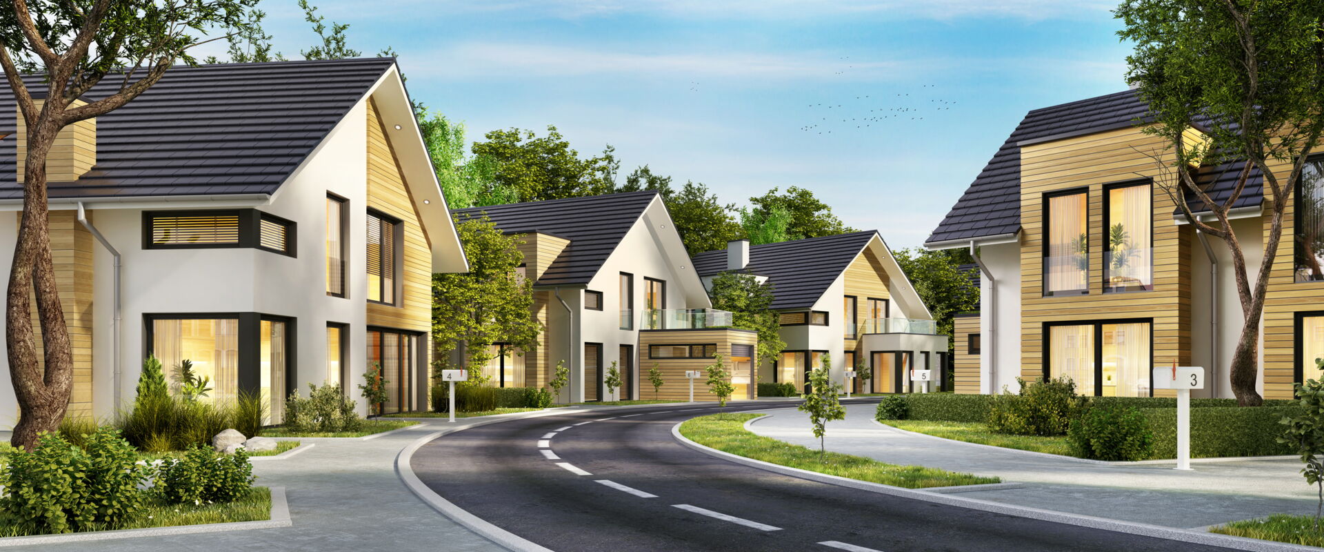 Moderne Neubauhäuser in einer Wohnsiedlung in Bautzen. Angebot von Immobilien Anders GmbH, Ihrem Immobilienpartner vor Ort.